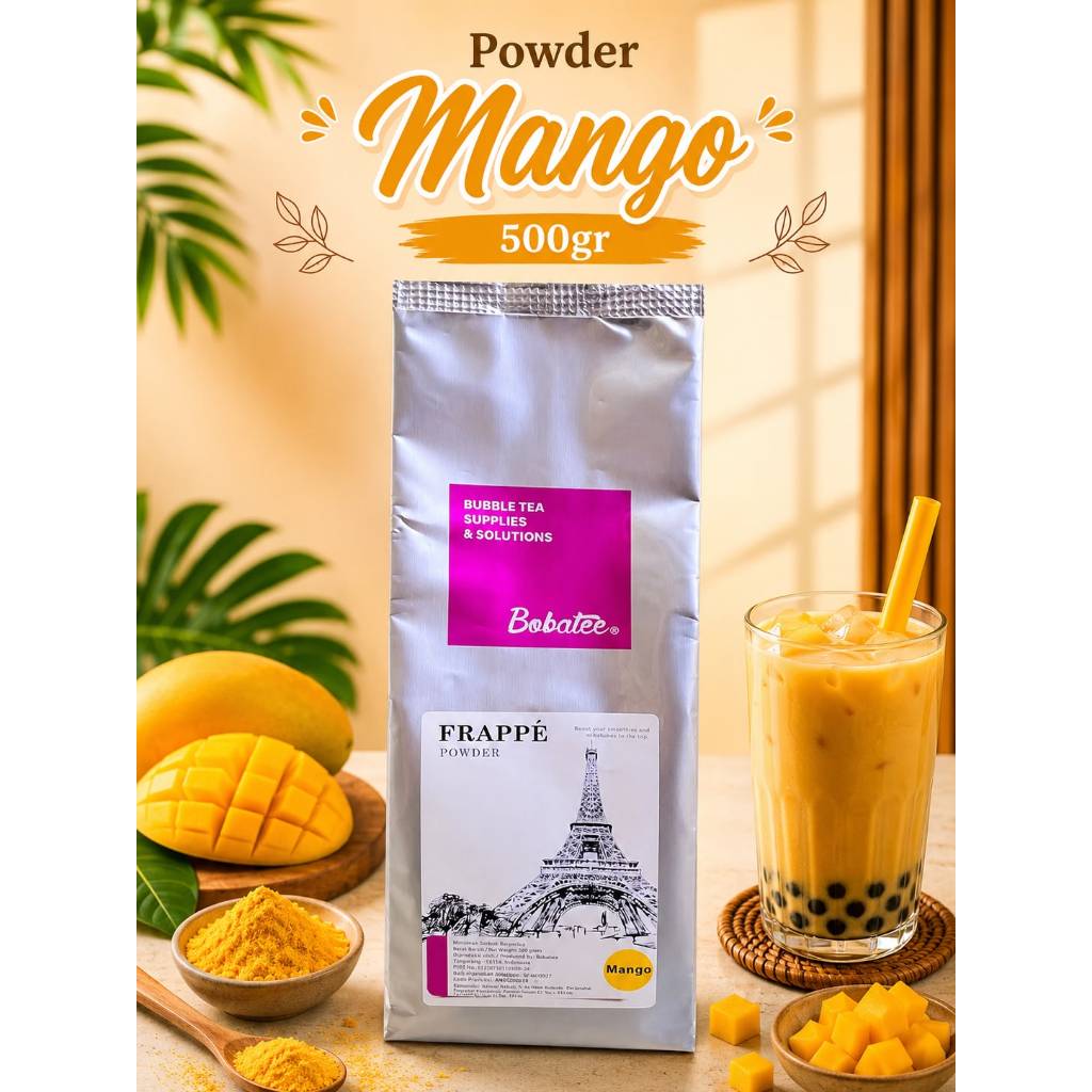 ( NEW PACKAGING ) Powder Mango bag 500 Gram untuk Bubble Drink Merk Bobatee Original