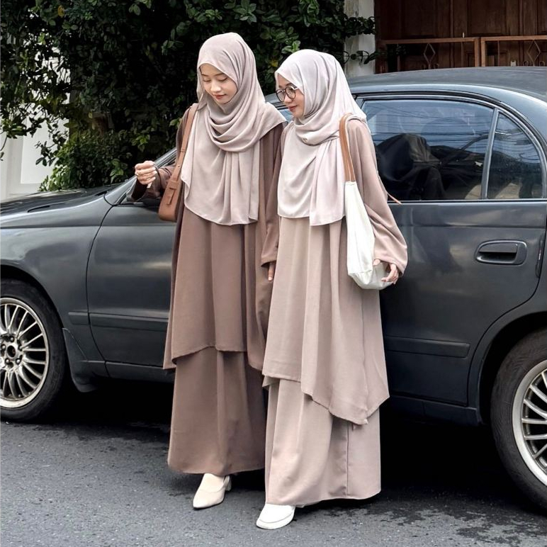 Haliza Setelan Abaya Tunik Blouse Set Rok Style Malaysia