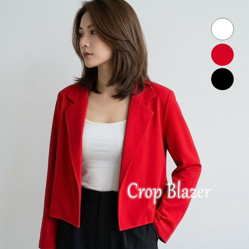 PREMIUM Crop Blazer Bigsize Jumbo Blazer Kerja Kantor Blazer Stretch 2026 merah putih