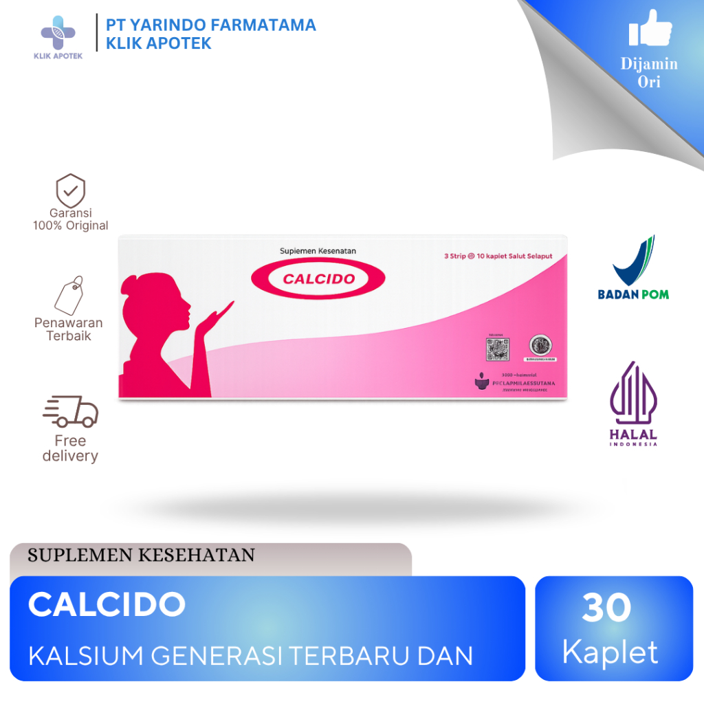 CALCIDO |KALSIUM GENERASI TERBARU DAN VITAMIN D3 | 1 BOX 30 CAPLET
