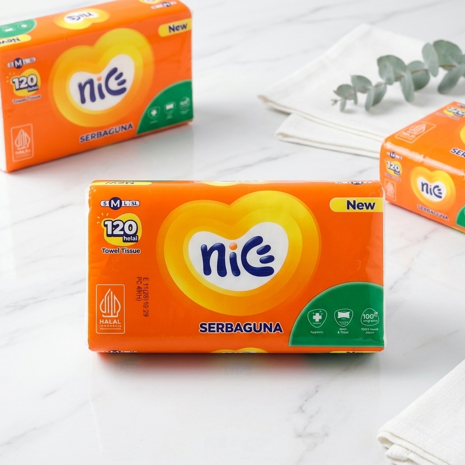 Tissue NICE TOWEL Serba Guna / Hand Towel Nice 120s ECER 1 PLY