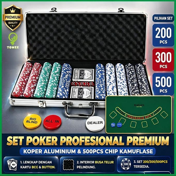 Texas Holdem Poker Koin Chip Permainan Set 200/300/500 Pcs Casino Game Set