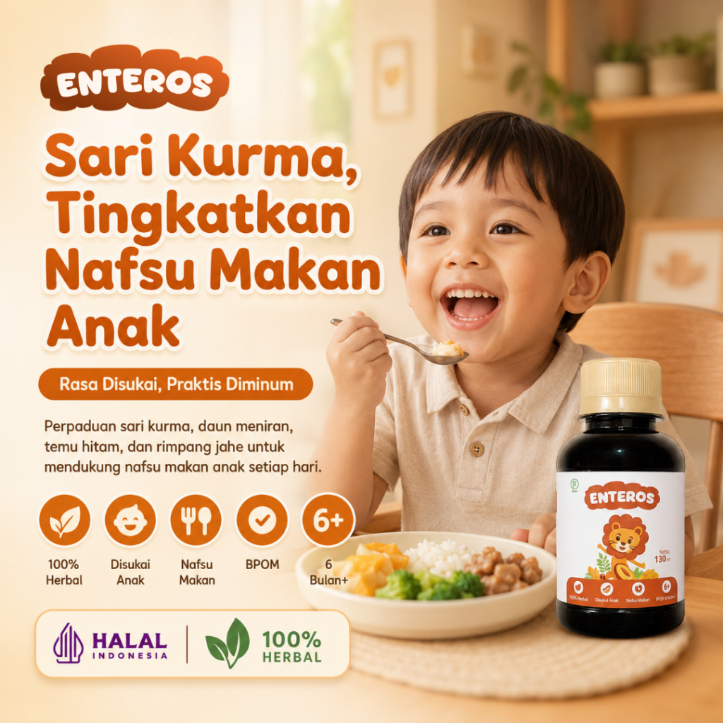 Enteros - Suplemen Nafsu Makan Anak 130ml | Halal & BPOM