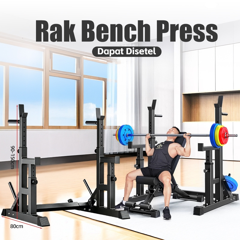 Rak Squat/Rak Barbel , 14 Level Penyesuaian Tinggi, 9 Level Penyesuaian Lebar, Kapasitas Beban 400KG
