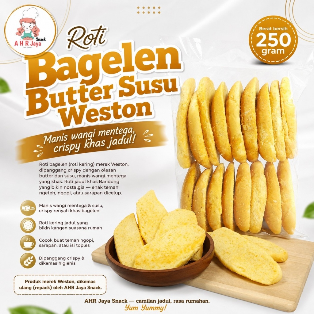 Roti Bagelen Butter Susu Weston 250gr | Bagelan Roti Mentega Kering Jadul Manis