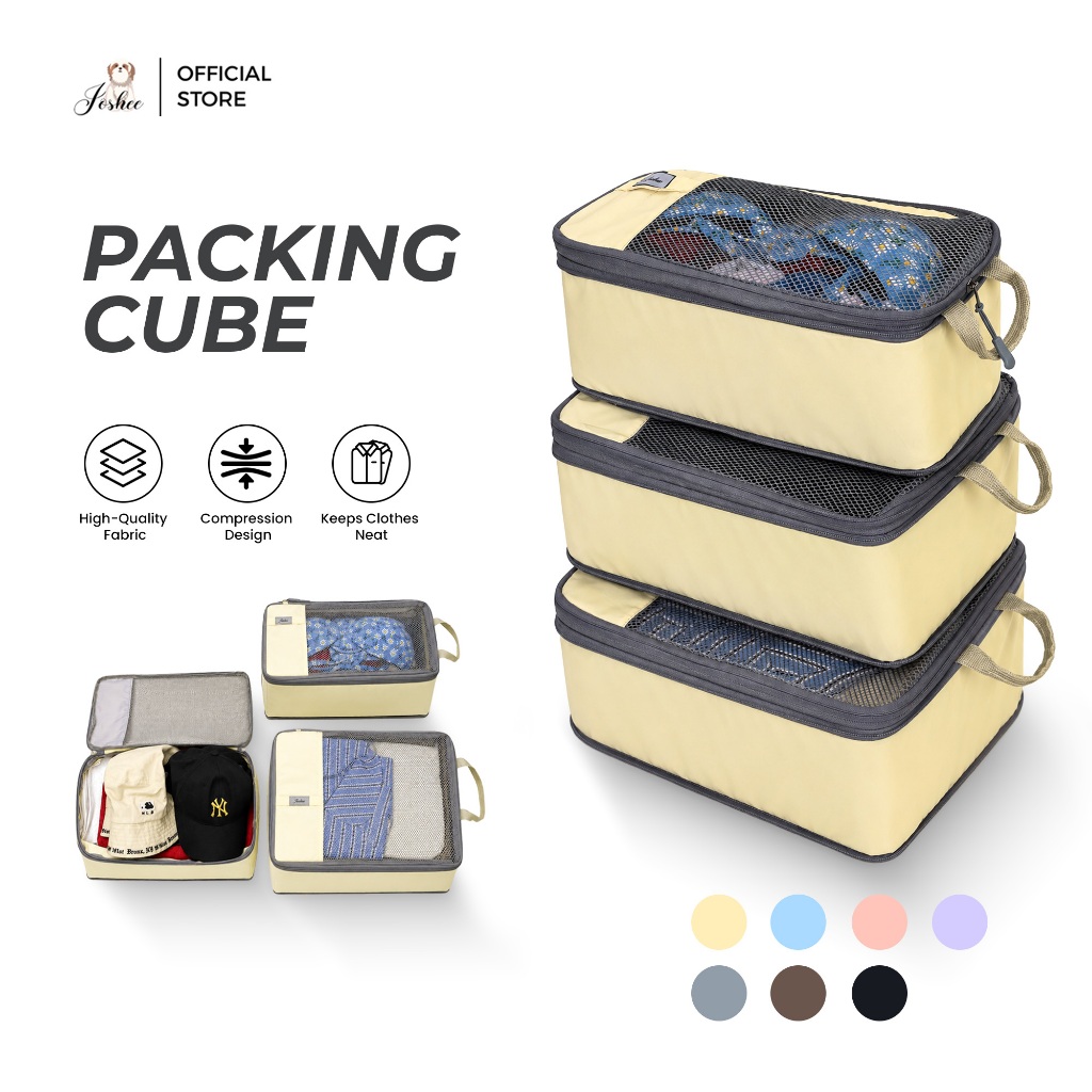 Joshee Packing Cubes 3 Set Expandable Lightweight Travel Organizer Luggage Suitcase