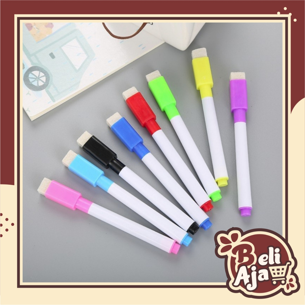 BJ Spidol Papan Tulis Mini Magnet White Board Sepidol Kecil Mini Magnetik Warna Warni Penghapus Wipe