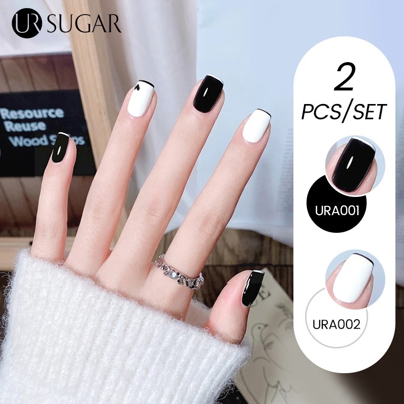 UR SUGAR Merah Glitter Gel Nail Polish 2PCS 15ml  Set UV Led Pink Kutek Gel Kuku Black White BPOM