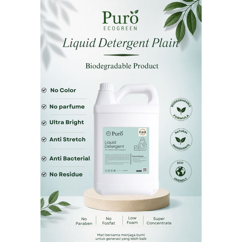 Puro PLAIN Sabun Cuci Deterjen Laundry Super Konsentrat - 5 kg