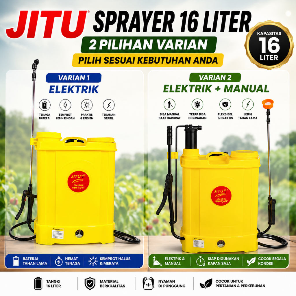 JITU Tangki Sprayer Elektrik 16 Liter & 2in1 Elektrik Manual Tangki Semprot Pertanian