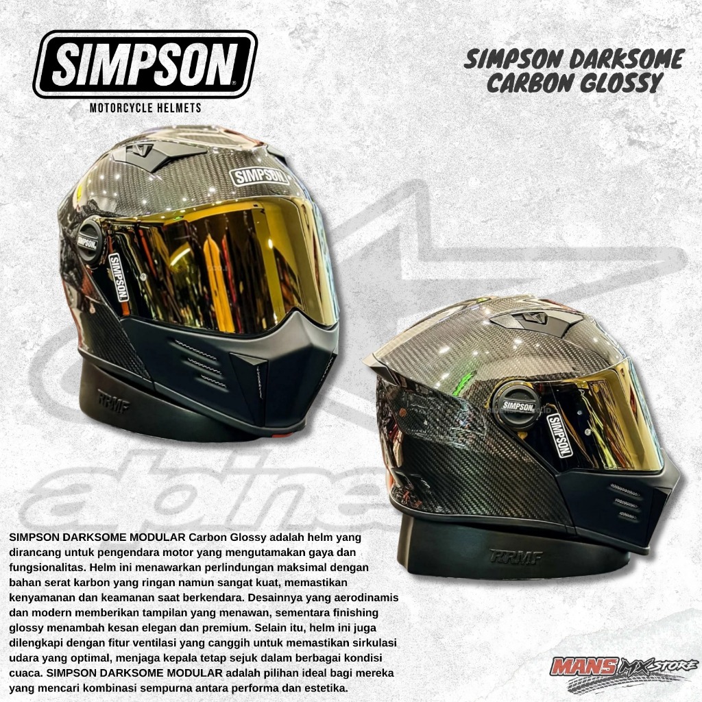 SIMPSON DARKSOME CARBON GLOSSY HELM SIMPSON MODULAR ORIGINAL