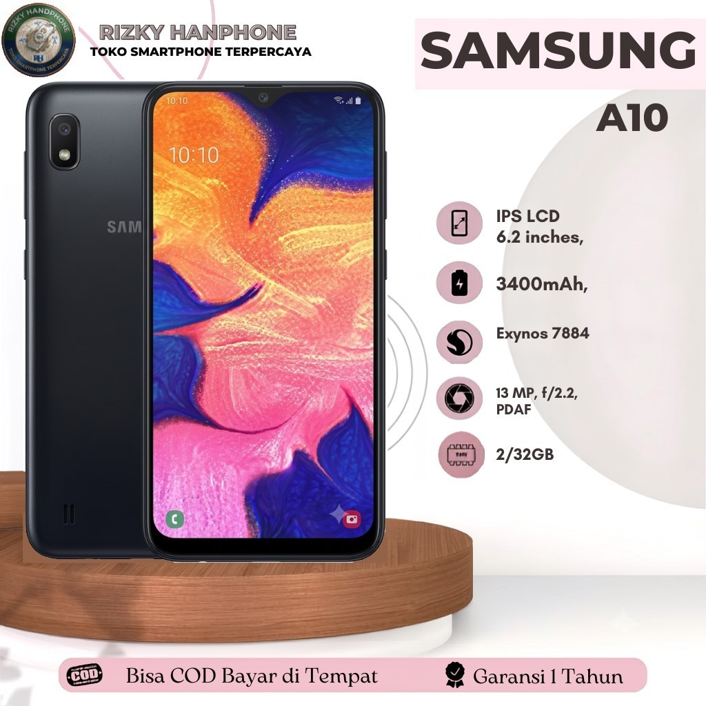 Samsung Galaxy A10 smartphone 6.2 inch IPS LCD 3400mAh Exynos 7884 2/32GB hitam Second Bergaransi No