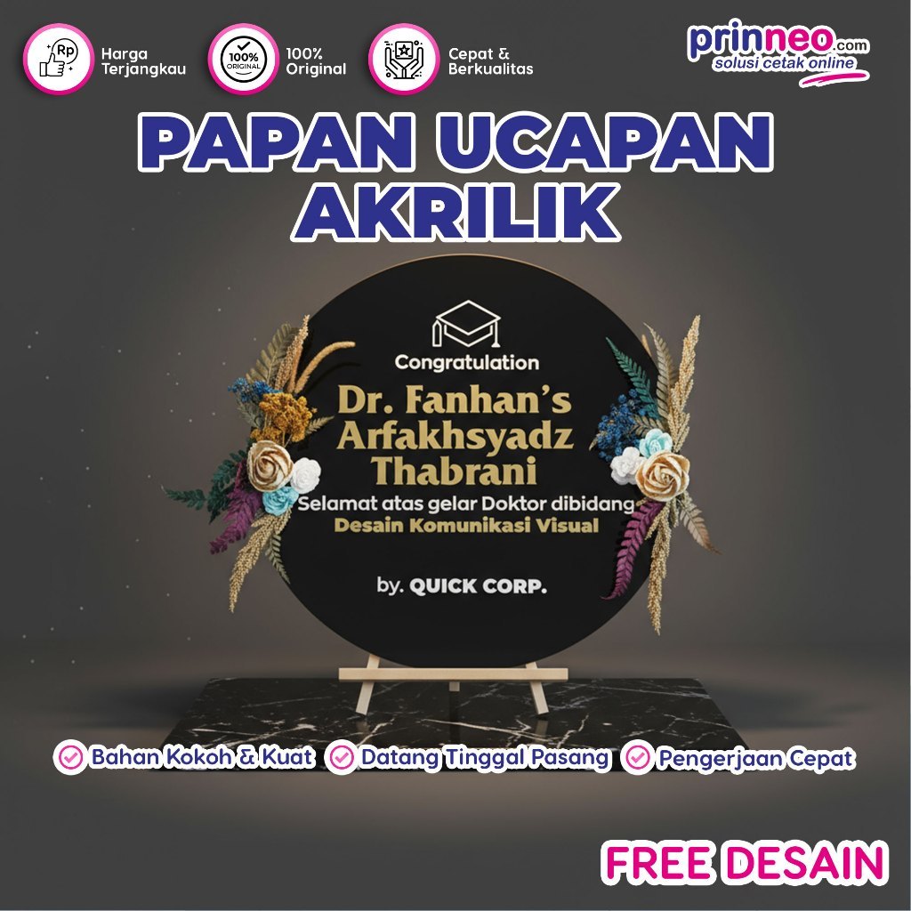 Papan Ucapan Akrilik Custom, Papan Ucapan Wedding, Papan Ucapan Wisuda - Dekorasi Bunga