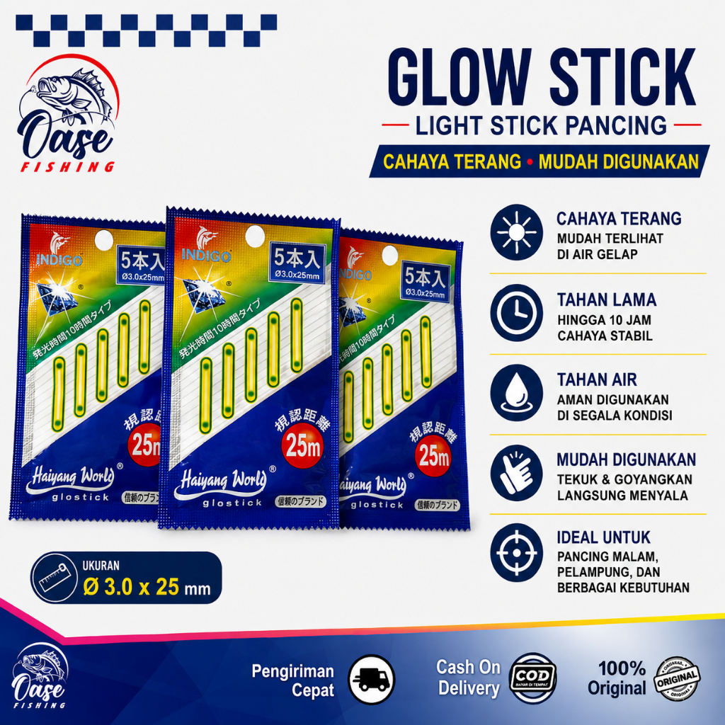 Fospor Fosfor Pancing Indigo Isi 5 Pcs | Fosfor Pelampung Pancing Malam Hari