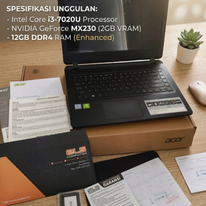 Laptop Second Acer Aspire 5 core i3 - 7020U GeForce MX230 2GB Ram 12GB Dengan SSD NVME 256 GB