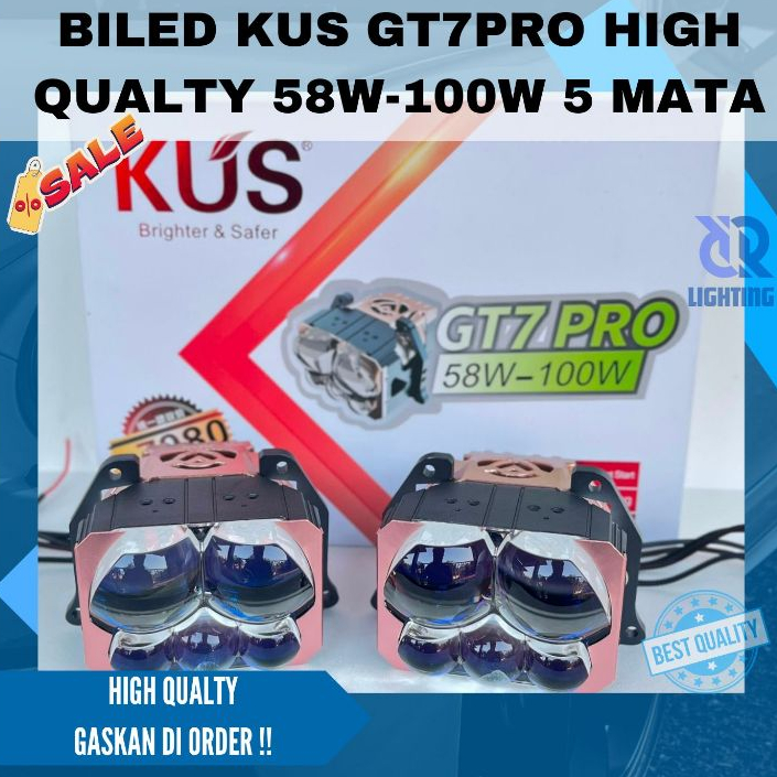 KUS GT7 PRO lampu biled projector 3 inch laser 5 mata titik bi led bluelens 110W mobil motor