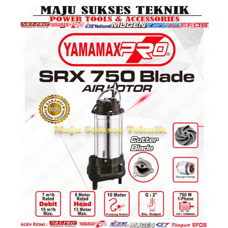 YAMAMAX PRO SRX 750 MB Pompa Celup 2 Inch Air Keruh Kotor Pompa Air Penyedot Banjir Penguras Air Lim