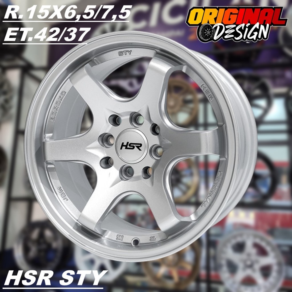 Velg Racing Model TE37 Ring 15 | Pelek HSR STY R15 Warna Silver | FREE ONGKIR