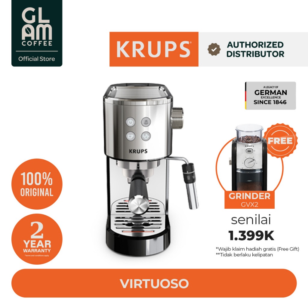 KRUPS Virtuoso Espresso Pump Coffee Machine - Mesin Kopi Espresso