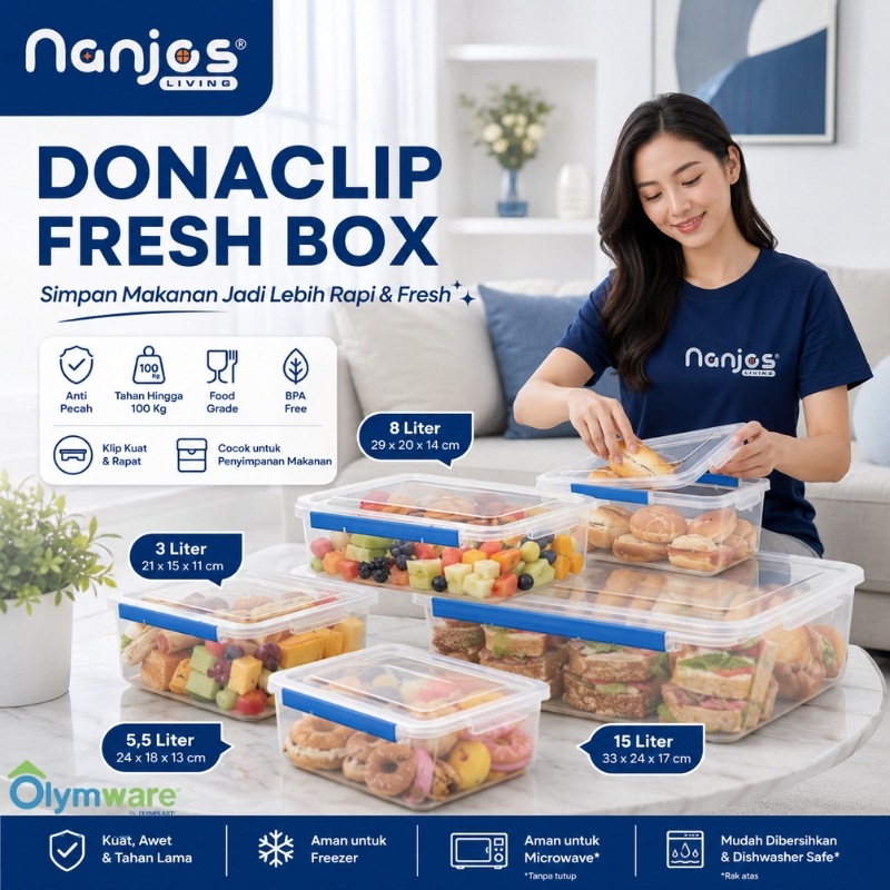 [FREE ONGKIR & TAHAN HINGGA 100KG] Olymplast / Olymware Donaclip Fresh Box 3L / 5,5L / 8L / 15L Kota