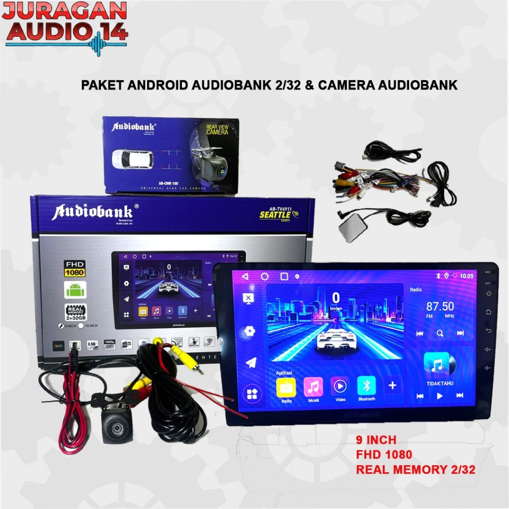 HEAD UNIT ANDROID AUDIOBANK 9INCH  2+32 GB. GRATIS KAMERA AUDIOBANK