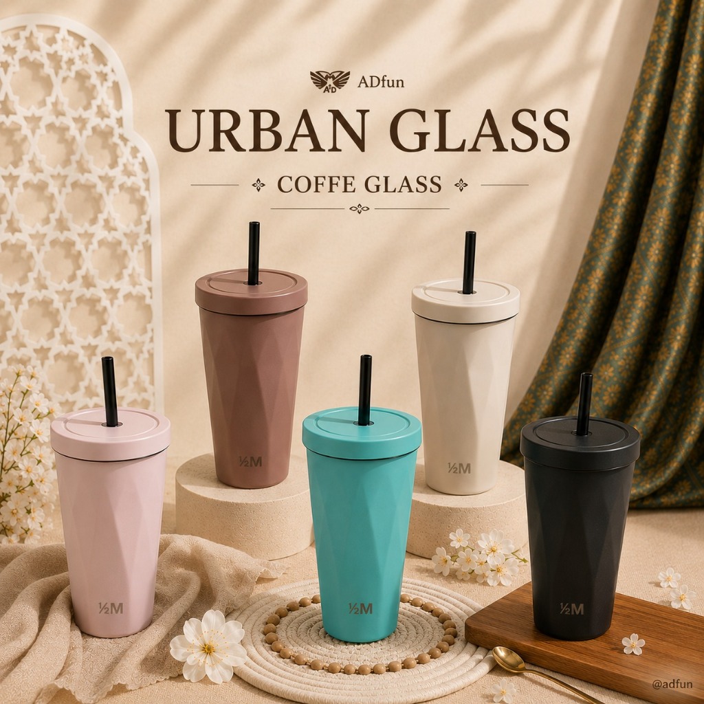 Tumbler 1/2 Half Million Urban 500ml Glass Coffee Hot & Cold Stainless Steel SUS 304 Premium- TMS 76