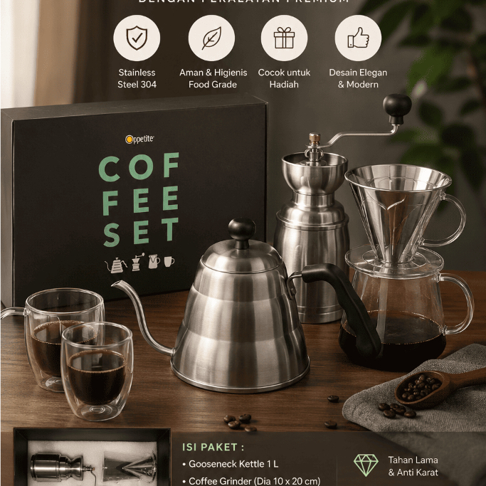 COFFEE SET OPPETITE – Paket Lengkap Manual Brewing di Rumah