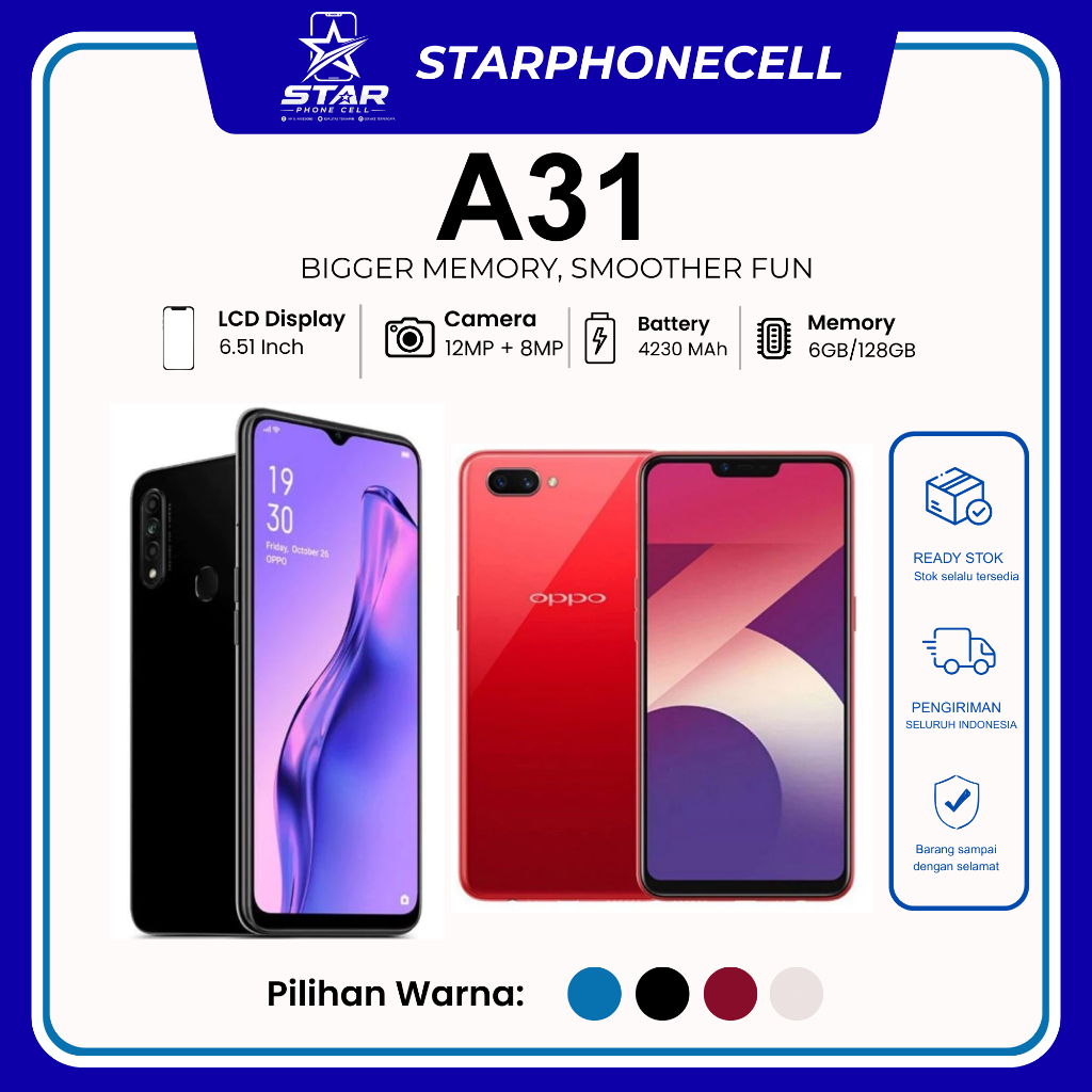 NEW OPPO A31 RAM 8/256GB TRIPLE KAMERA GARANSI TOKO 1 TAHUN