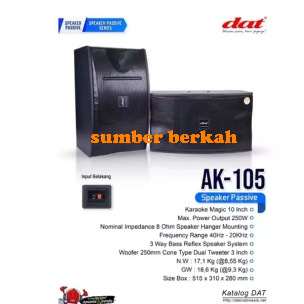 Speaker pasif DAT AK105 /DAT AK 105 Speaker Pasif 10 Inc original