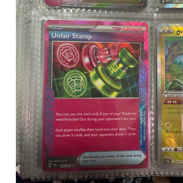 Unfair Stamp Trainer card Pokémon 165/167 TCG Twilight Masquerade set ori