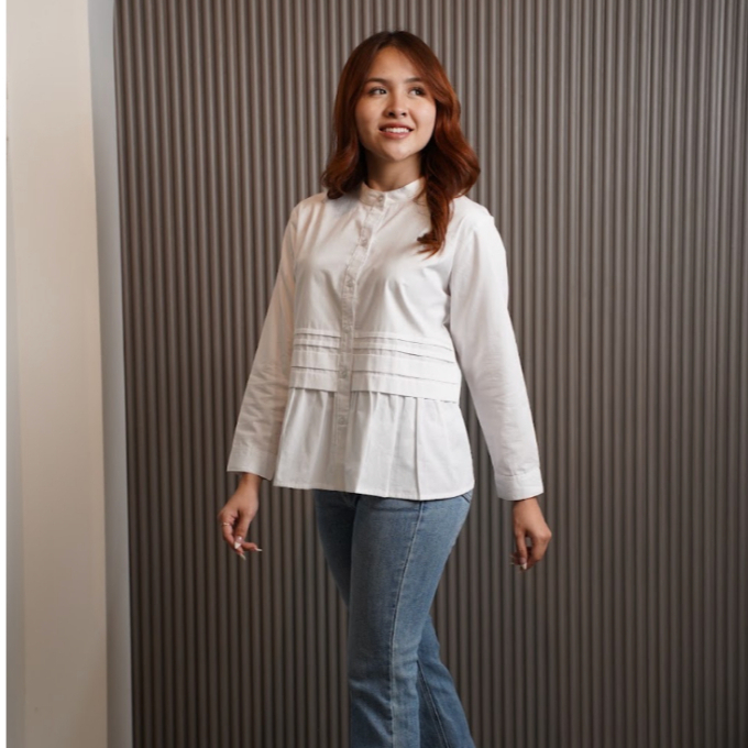 Kemeja Wanita Missty Warna Putih Model Korea Formal Kekinian (36629)