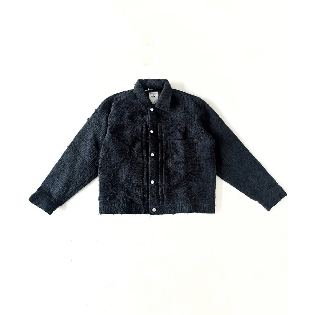 type 1 jacket distressed black boro sashiko by relaxing project