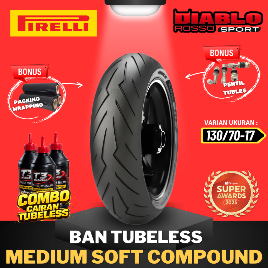[READY COD] BAN PIRELLI DIABLO ROSSO SPORT RING 17 ( 130/70-17 ) MEDIUM COMPOUND RING 17 / BAN MOTOR