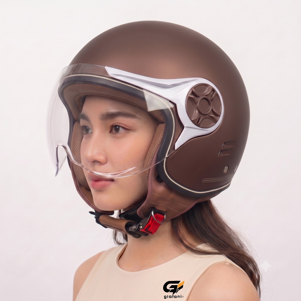 Helm Bogo MLA JP Hijab | Coklat Dof Kaca Pilot | Helm Premium Untuk Pria Dan WanIta [CLIK HELMET]