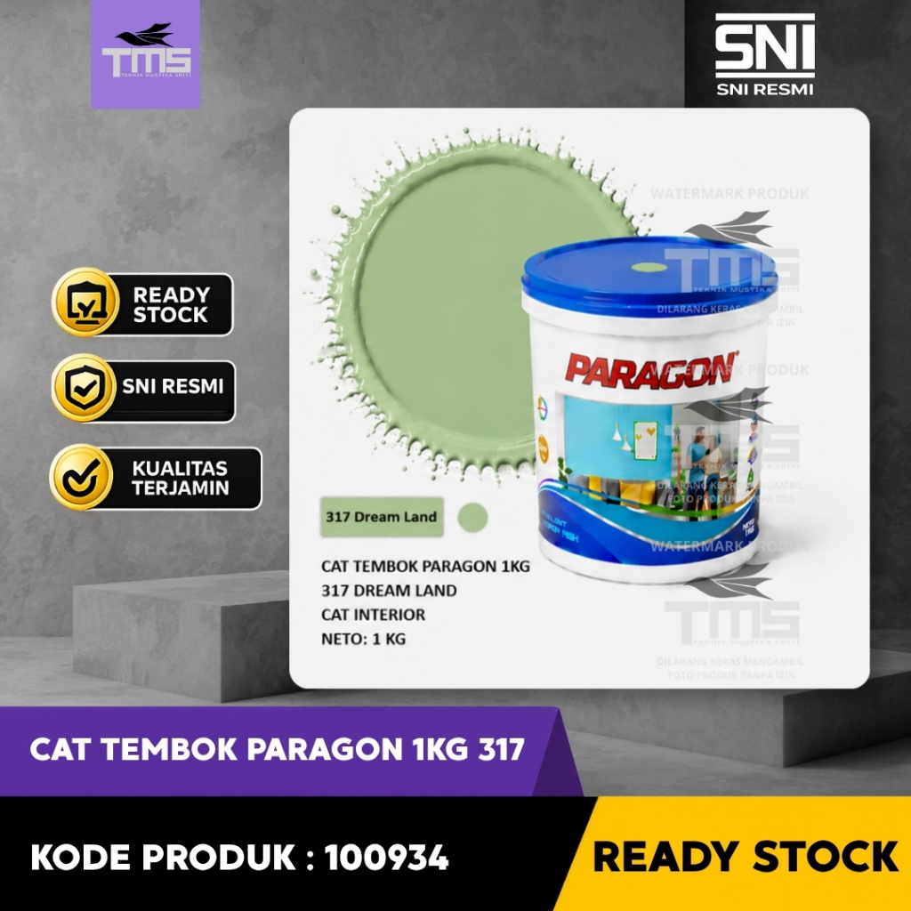 Cat Tembok Paragon 1KG 317 Dream Land Hijau Cat Interior Dinding Rumah Ready Stock
