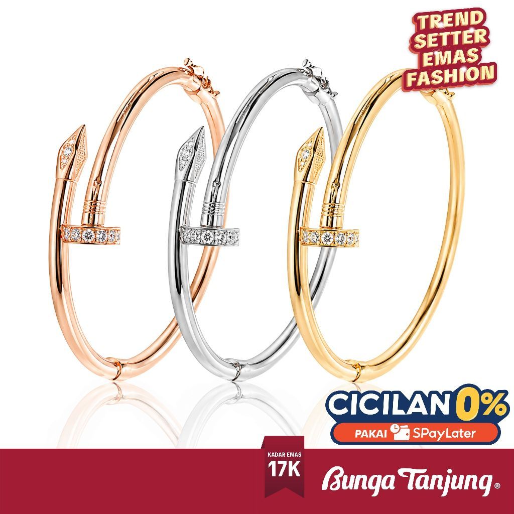 GELANG BANGLE PAKU - EMAS 17K - BUNGA TANJUNG GOLD