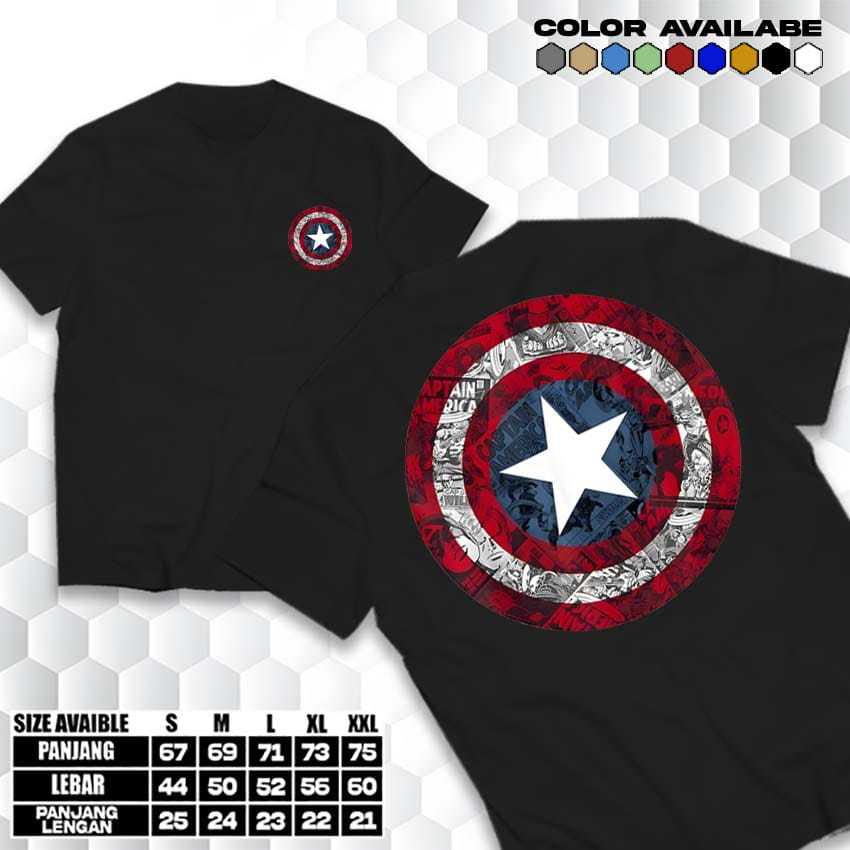 Garuda Baju - Kaos Logo Marvel Captain America Avengers Shield Comic - Baju Distro Captain Amerika S