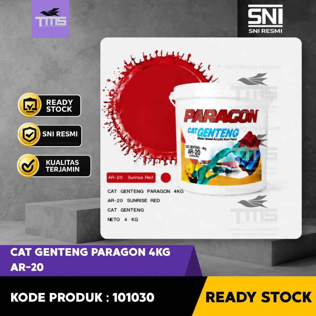 Cat Genteng Paragon 4KG AR-20 Sunrise Red Cat Atap Genteng Tahan Cuaca Warna Merah Cerah Cat Genteng
