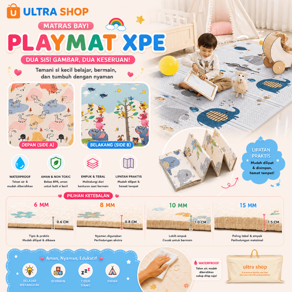 Ultrashop X Didibear SNI PRODUK LOKAL KARPET BAYI MEREK Didibear ANAK  XPE ANTI KOTOR/ PLAYMATE / MA