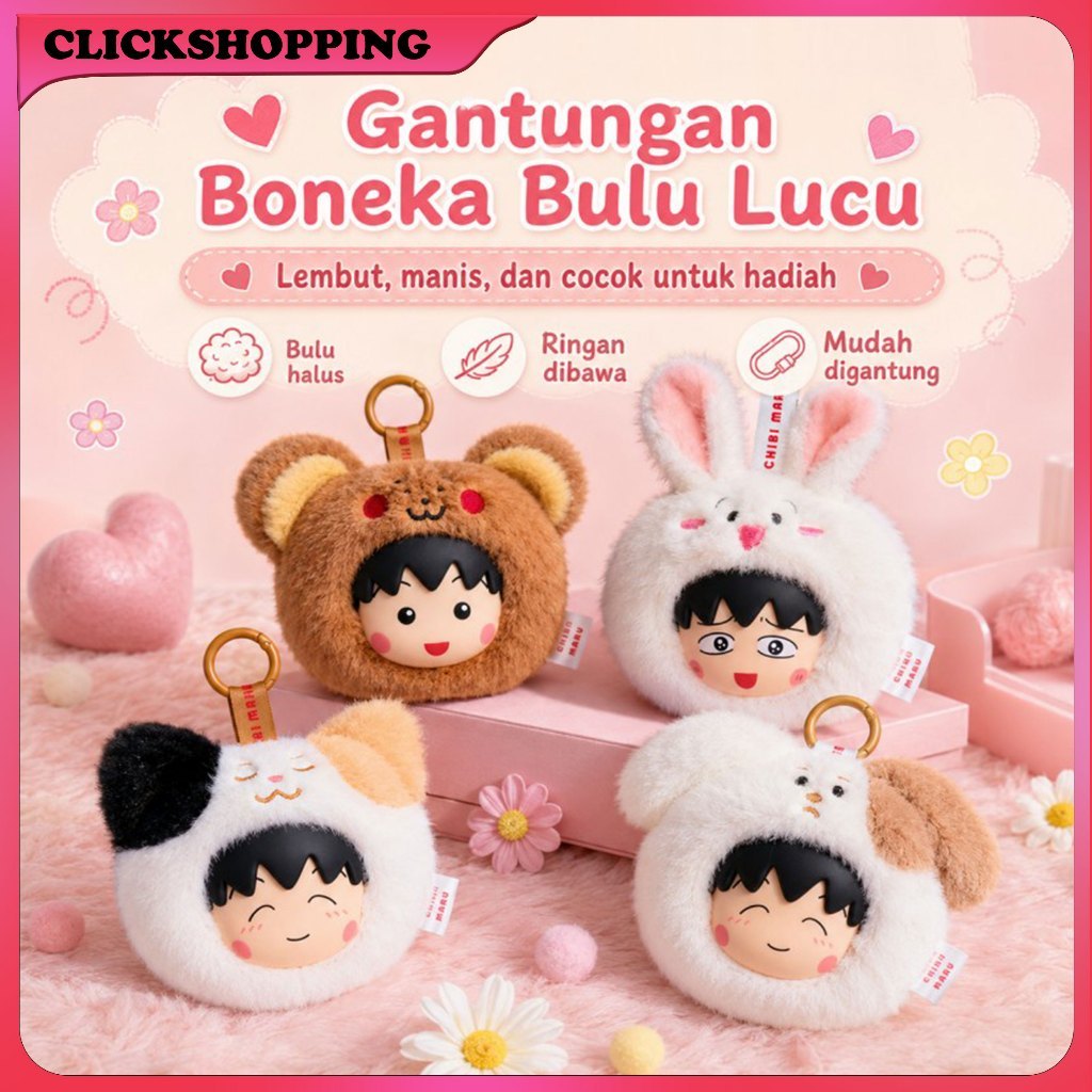 Chibi Maruko-Chan Anima Boneka Gantungan Kunci Tas Original Momoko Sakura Jepang Lucu