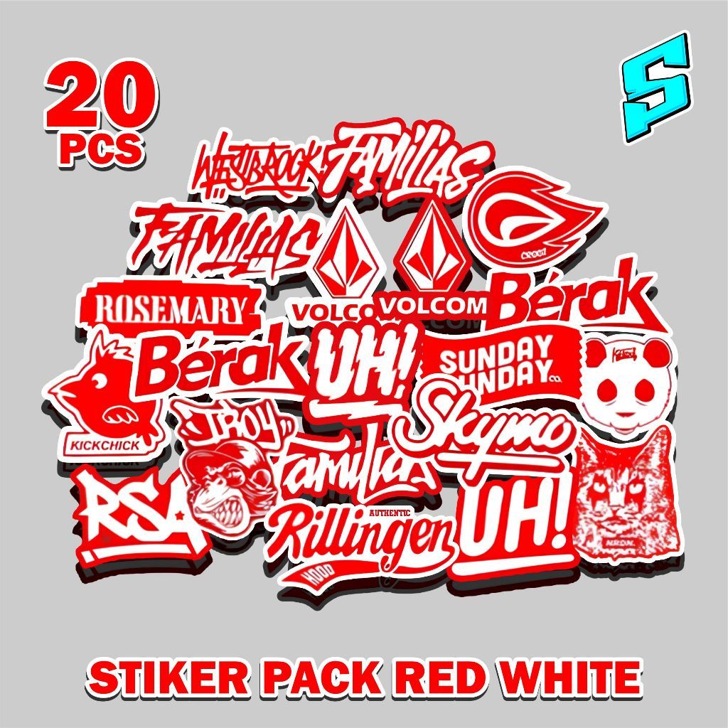 P40 STIKER PACK RED WHITE TERBARU KEREN STIKER HELM LAPTOP THUMBLER STIKER PACK FAMILIAS SKYMO RSA R