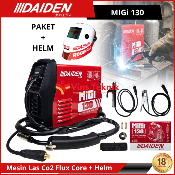 DAIDEN MIGi130 Argon Stanless Las Inverter Trafo Mesin Las Travo Las Co2 Flux Core Tanpa Gas 130A MI