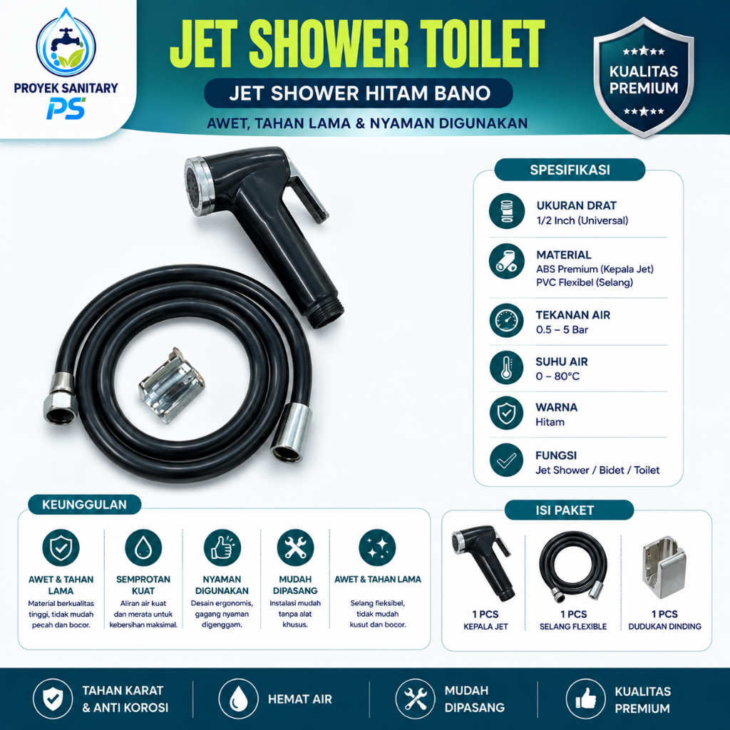 Jet Shower Toilet Bano Hitam - Toilet Shower Kamar Mandi - Hitam Bano