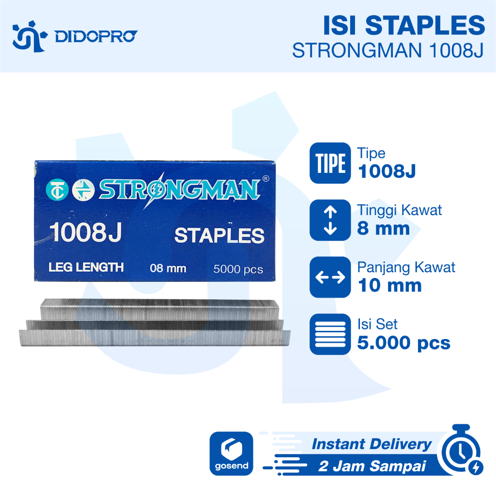 5000PCS Isi Staples Tembak Angin 1008J / 1008 J / 1008 F 8 MM / 8MM STRONGMAN