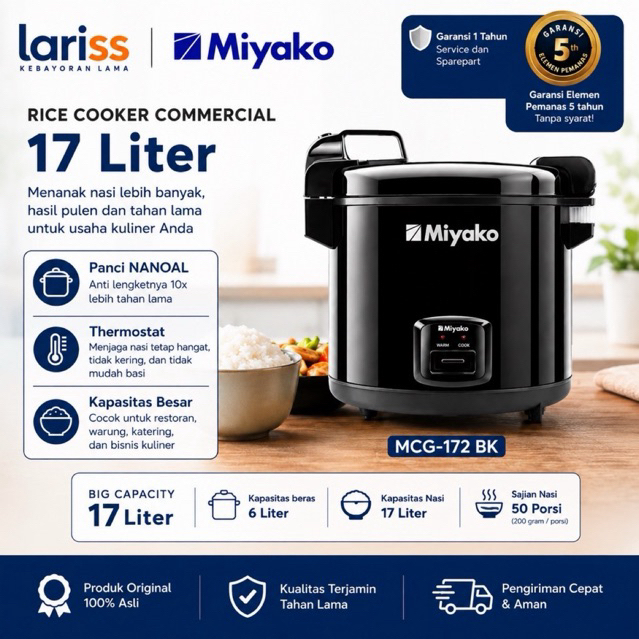 Miyako Rice Cooker / Magic Com Jumbo MCG 171 / 172 - 6 Liter Beras / 16.5L Nasi [ 1450w ]