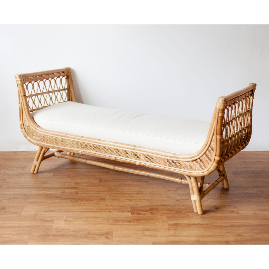 Sofa Bench Rotan Minimalis 2 Seater / Sofa Tamu Rotan / Bench Chair