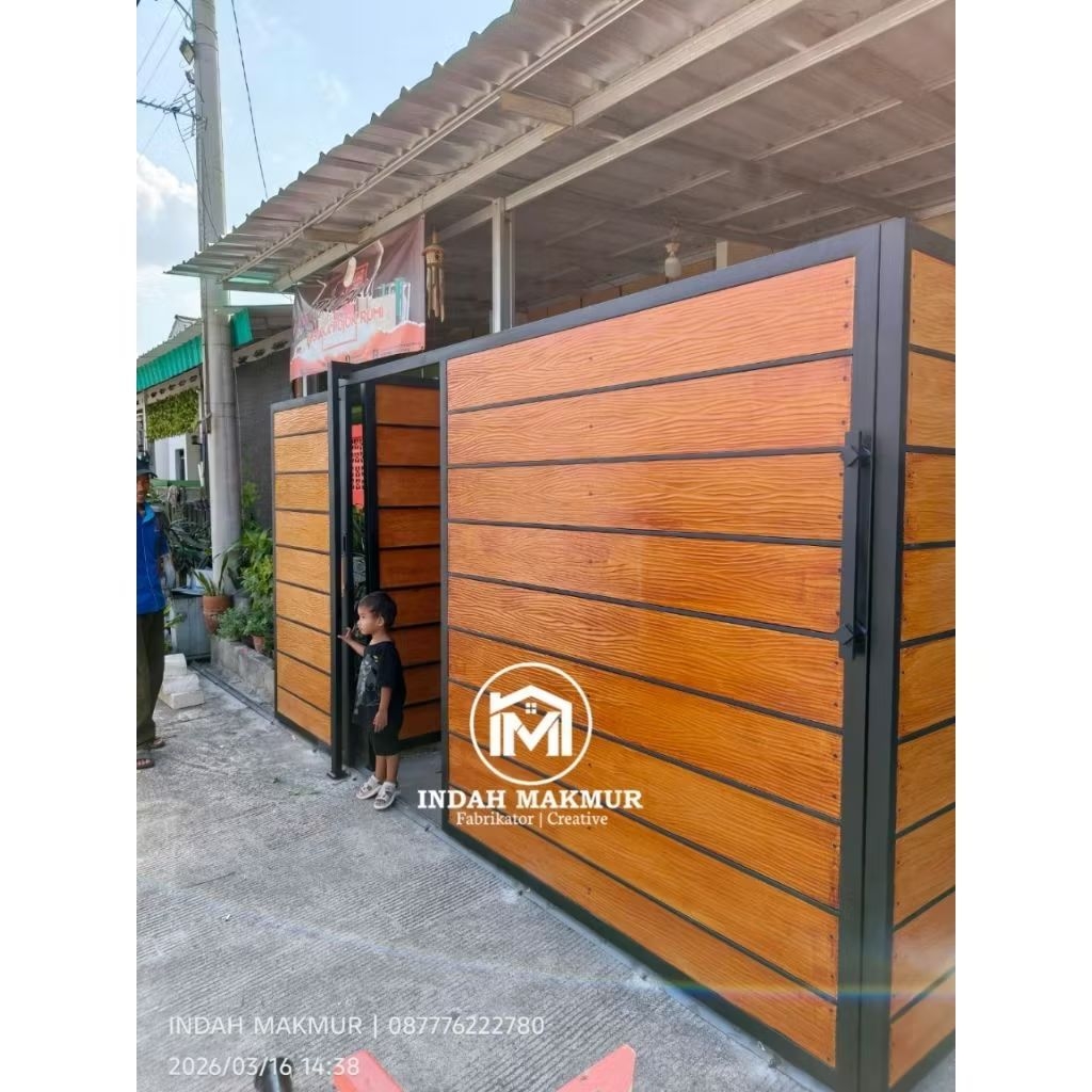 pintu pagar premium / pintu dorong minimalis / pintu dorong double sliding