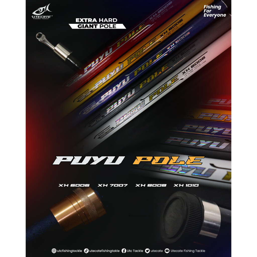 UTECATE PUYU POLE | Pole Rod - Joran Tegek Bendera 8 m, 10m, 12 m | Hard Action | GROSIR 3 - 5 pcs