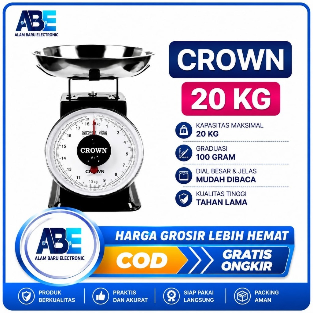 Timbangan Jarum / Timbangan Duduk Crown 20kg / GSF 20 KG  / Timbangan Buah / Kiloan Duduk / timbanga