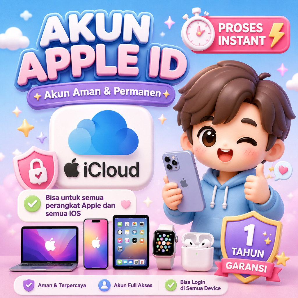 Akun iCloud Apple ID Permanen iPhone iPad